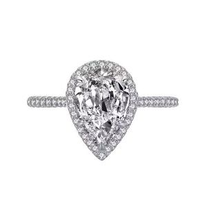 925 Sterling Silver 3 Carat Pear Cut Cubic Zirconia Ring